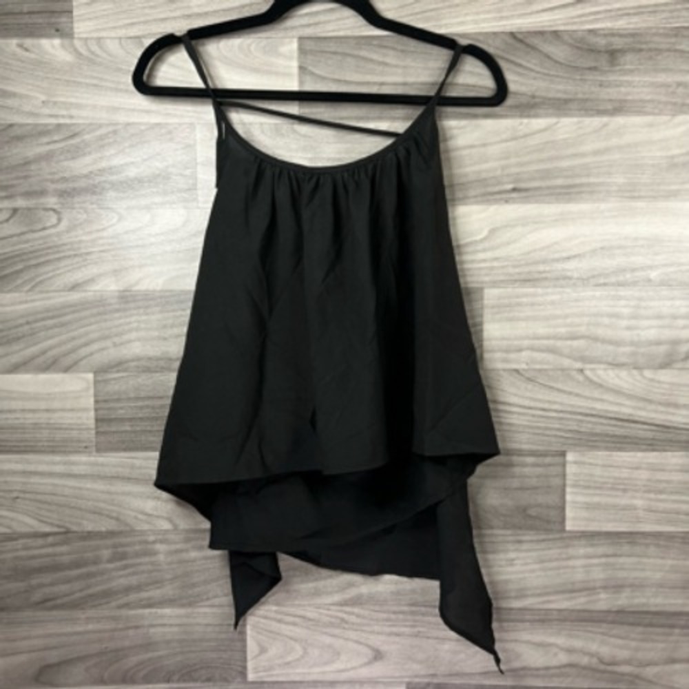 Double Zero Womens Camisole Cami Top Black Sleeveless Scoop Asymmetric‎ Hem S